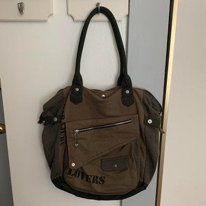 Used Harajuku Lovers Large Fabric Bag (Multiple Shades of Green)